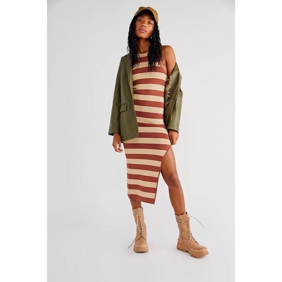 Free People x Shona Joy Paris Racer Back Midi Dress $260 Sz L - Picture 1 of 8